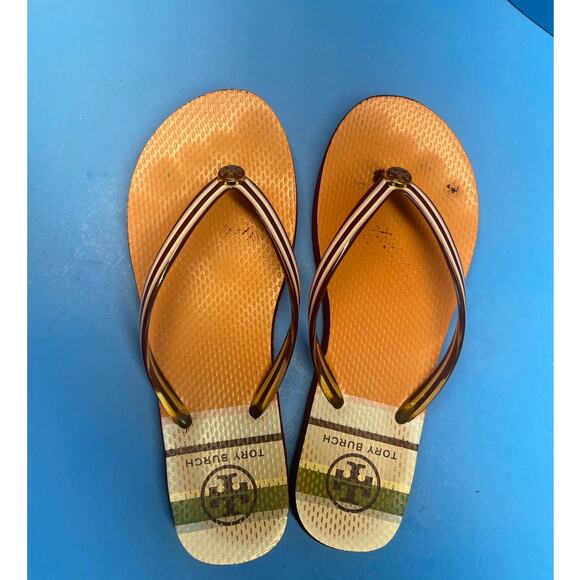 Tori Burch Women Multicolor Flip Flop Sandals 7 Some Fading - Picture 7 of 9